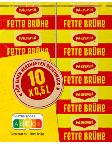 MAGGI Fette Brühe 10 x 0,5l - kostka rosołowa, zwiększona zawartość tłuszczu