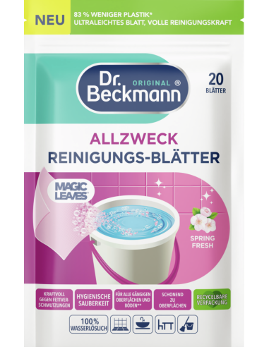 Dr Beckmann Reinigungs-Blätter Allzweck Spring Fresch - chusteczki rozpuszczalne do blatów i podłóg , świeża wiosna 20 szt