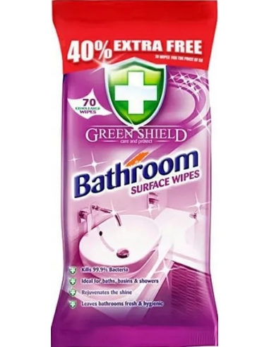 Green Shield Bathroom Surface Wipes - chusteczki nawilżane do czyszczenia łazienek 70 szt.