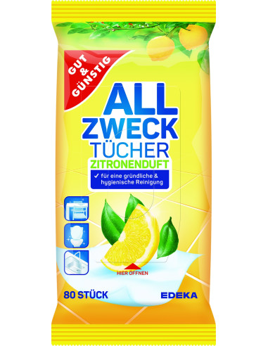 EDEKA ALLZWECK Toucher - chusteczki nawilżane, cytrynowe 80 szt